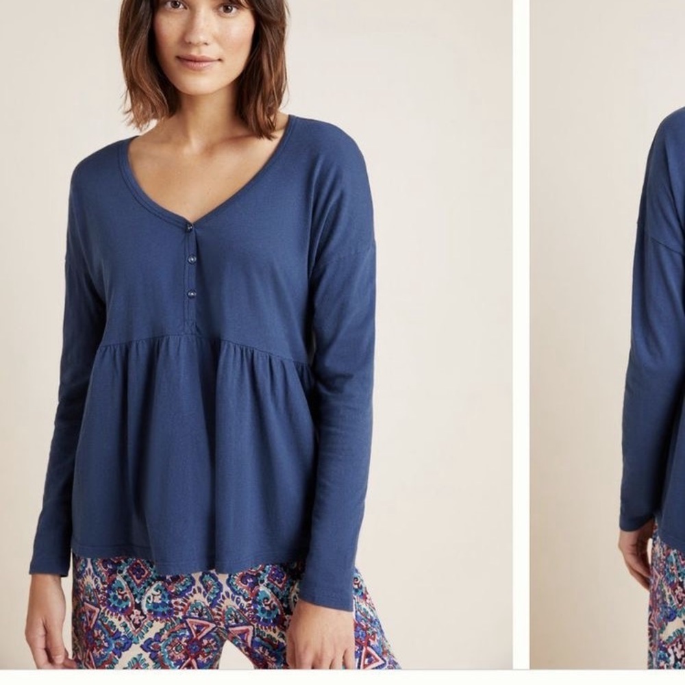 Anthropologie Set of Three Long Sleeve Tops in Gray, Blue, and Yellow M/L